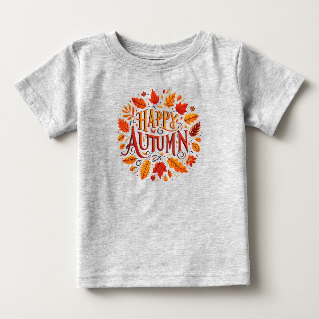 Camiseta folhas clássicas e feliz outono (Frente)