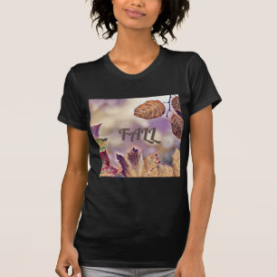 Camiseta Folhas Coloridas de outono com cor aquosa