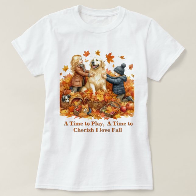 Camiseta Folhas da Estação de Outono  Amor Outono (Frente do Design)