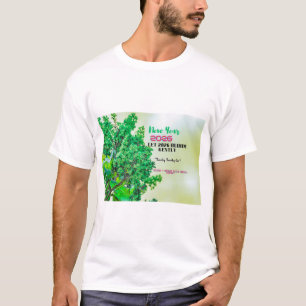 Camiseta Folhas da Natureza Verde Feliz Ano Novo 2026