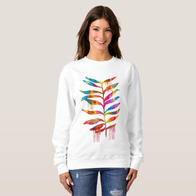 CAMISETA FOLHAS DE ARTE COLORIDAS DE CHUVEIRO (Frente Completa)