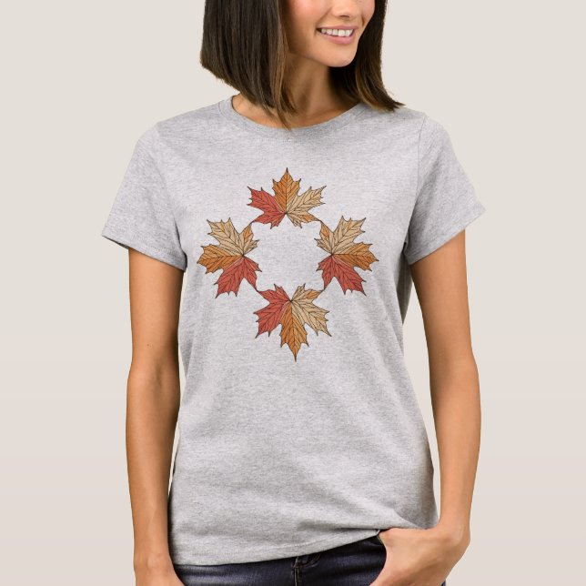 Camiseta Folhas de bordo de outono geometria (Frente)