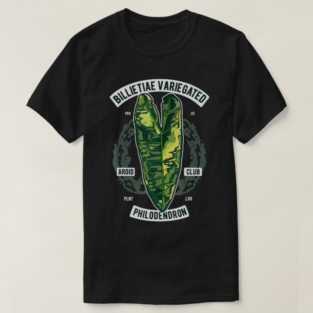 Camiseta Folhas de Botânica Variegadas Filodendron Billieti (Frente do Design)