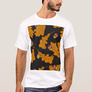 Camiseta Folhas de carvalho, bolotas, padrão de outono