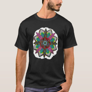 Camiseta Folhas de Flores Coloridas Mandala Geometria Gaia