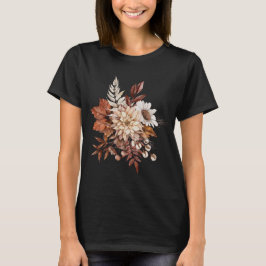 Camiseta Folhas de Flores de Outono Vintage