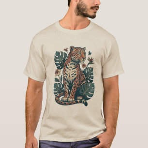 Camiseta Folhas de Leopardo Tropical Vintage & Monstera