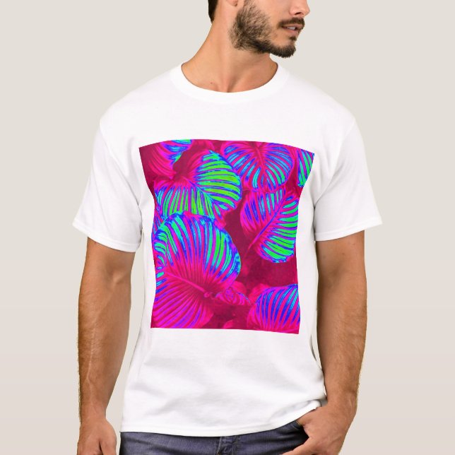 Camiseta Folhas de Magenta Tropicais (Frente)
