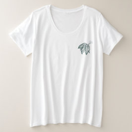 Camiseta folhas de monstera verde-escura e lírios contorno