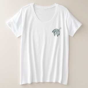Camiseta folhas de monstera verde-escura e lírios contorno