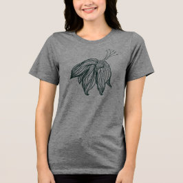 Camiseta folhas de monstera verde-escura e lírios contorno