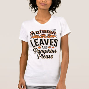 Camiseta Folhas de Outono Abóboras Por Favor Vintage Outono