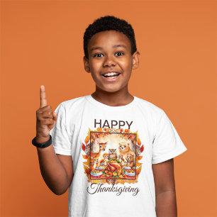 Camiseta Folhas de outono de Animais da Floresta de Ação de