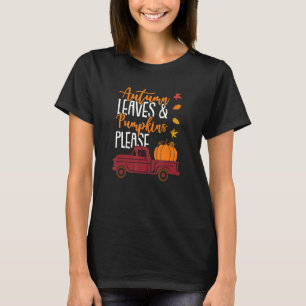 Camiseta Folhas De Outono E Abóbora De Cotação Por Favor Ca