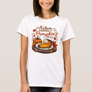 Camiseta Folhas de outono e Abóbora Por Favor - Deserto De 
