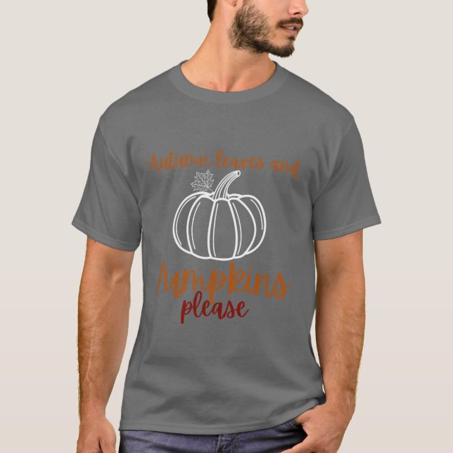 Camiseta Folhas de Outono e Abóboras (Frente)