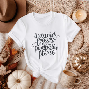 Camiseta Folhas de Outono e Abóboras, Por Favor, Estação de