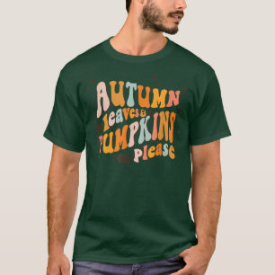 Camiseta Folhas de outono e Abóboras Por favor, Groovy Retr