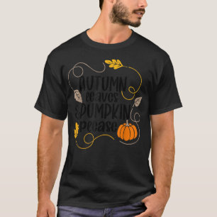 Camiseta Folhas De Outono E Abóboras Por Favor, Mapeie Qued