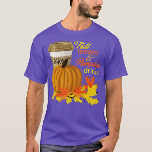 Camiseta Folhas de outono e Bebidas de Abóbora