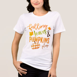 Camiseta Folhas de outono e Pumpkins Por favor Ação de Gr