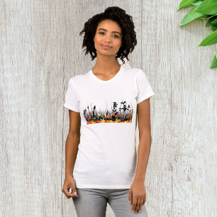 Camiseta Folhas de outono e Silhueta de grama selvagem