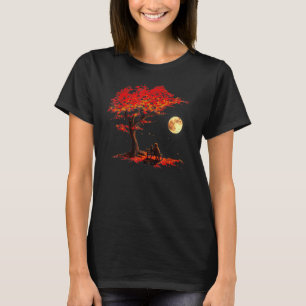 Camiseta Folhas de Outono Lua Astronauta Com Gato Espaço Ex