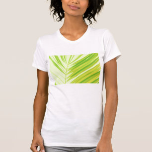 Camiseta Folhas de Palma de Pastel Verde-Pálidas