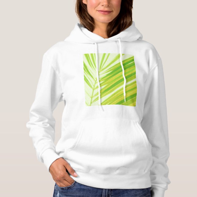 Camiseta Folhas de Palma de Pastel Verde-Pálidas (Frente)