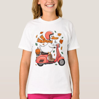 Camiseta Folhas de Patinete do Autumn Duck Vespa Pumpkin