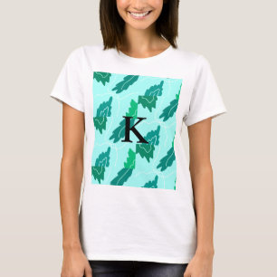Camiseta Folhas de turquesa verde padrão floral adicionar m