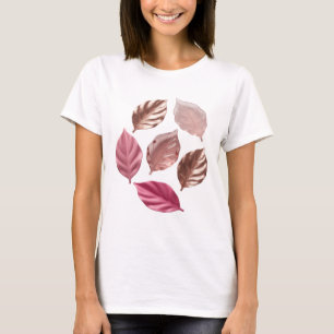 Camiseta Folhas Douradas de Prata Esbelta Design Ousado
