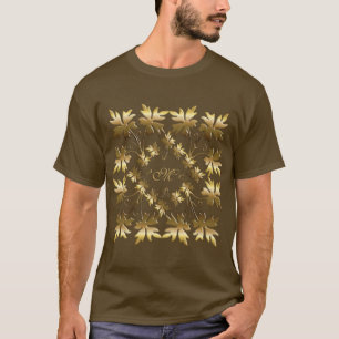 Camiseta folhas douradas luxuosas, ouro, luxo Dourado,