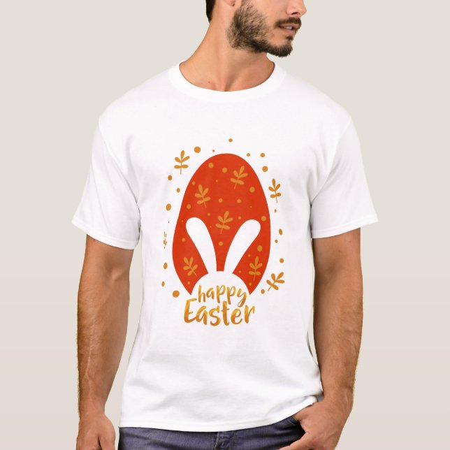 Camiseta Folhas e ovos do felz pascoa, coelho da Páscoa gir (Frente)