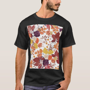Camiseta Folhas e Rosas de Aquarela do outono