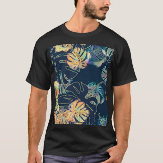 Camiseta Folhas exóticas pintadas à mão: padrão sem costura