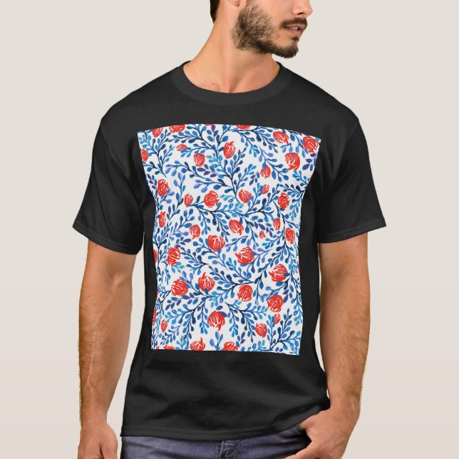 Camiseta Folhas Florais: Padrão Natural Invisível (Frente)