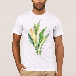 Camiseta Folhas longas eretas em amarelo e verde