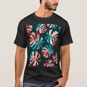 Camiseta Folhas Tropicais abstrato, Aquarela Brilhante.