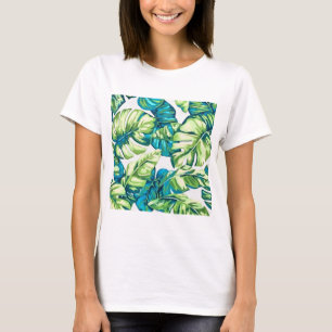 Camiseta Folhas Tropicais Coloridas De Banana E Monstera