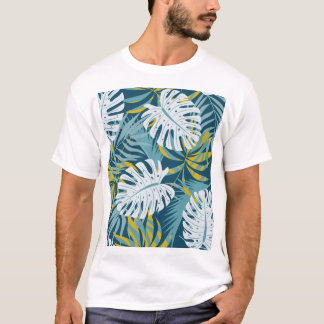 Camiseta Folhas tropicais coloridas, padrão abstrato origin