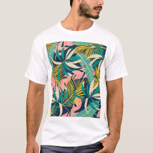 Camiseta Folhas tropicais coloridas: padrão de verão.