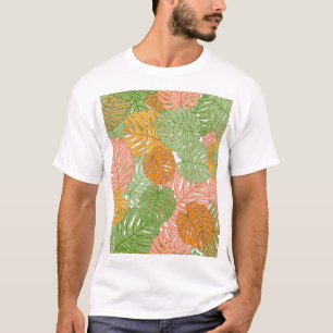 Camiseta Folhas tropicais de monstera, coloridas e sem cost