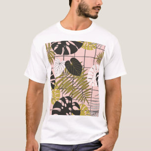 Camiseta Folhas tropicais de palma, na moda verão.