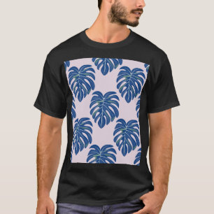 Camiseta Folhas Tropicais Fashionáveis Padrão Sem Costura