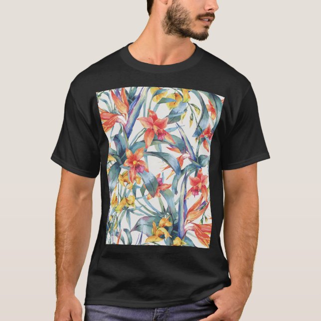 Camiseta Folhas Tropicais Flores Vintage Botânica (Frente)