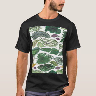 Camiseta Folhas tropicais: fundo sem costura de aquarela