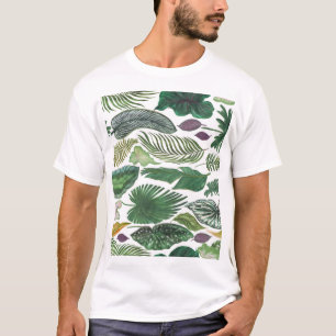Camiseta Folhas tropicais: fundo sem costura de aquarela