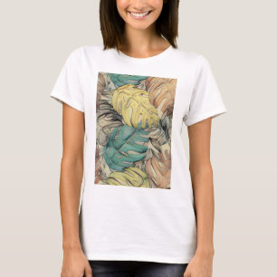 Camiseta Folhas tropicais grandes coloridas pintura aquosa