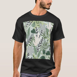Camiseta Folhas Tropicais: Impressão de Vintage Desenhado À